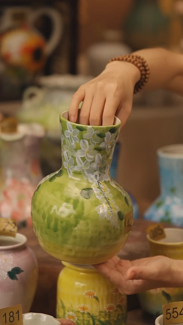 陶瓷420景德镇设计师手作花器摆件侘寂风
