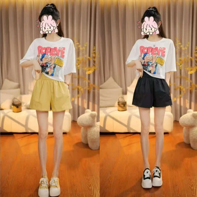 短裤时尚潮流气质显瘦舒适减龄休闲百搭松紧腰裤子夏季宽松