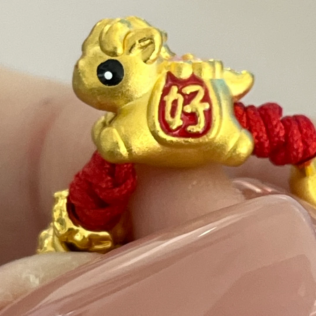 【官方正品】老凤祥足金小马吊坠古法珐琅精致编绳