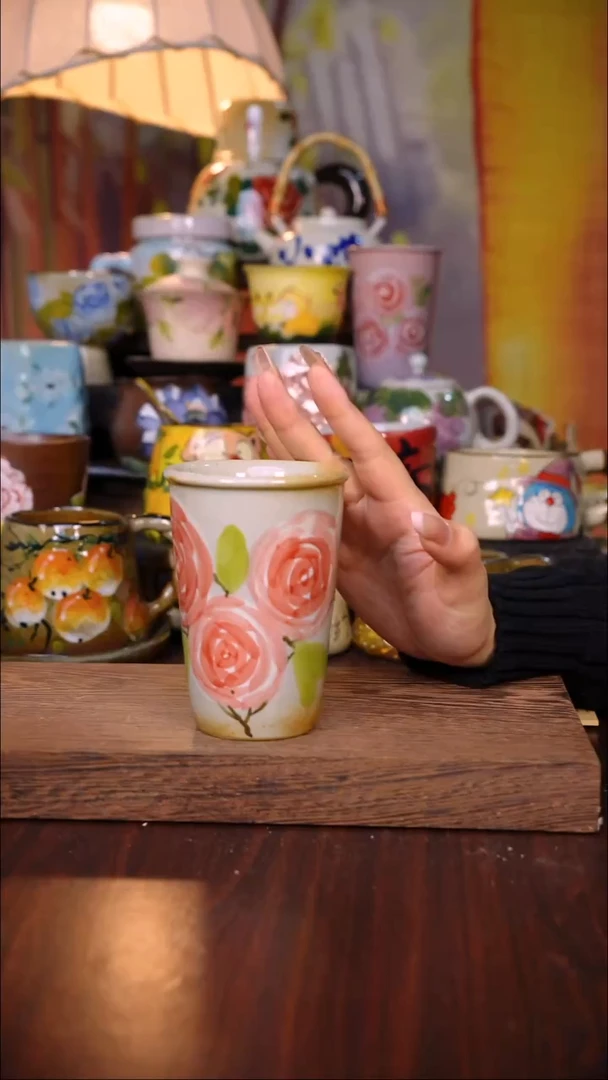 杯子陶泥垚手作 景德镇手工手绘陶瓷器物