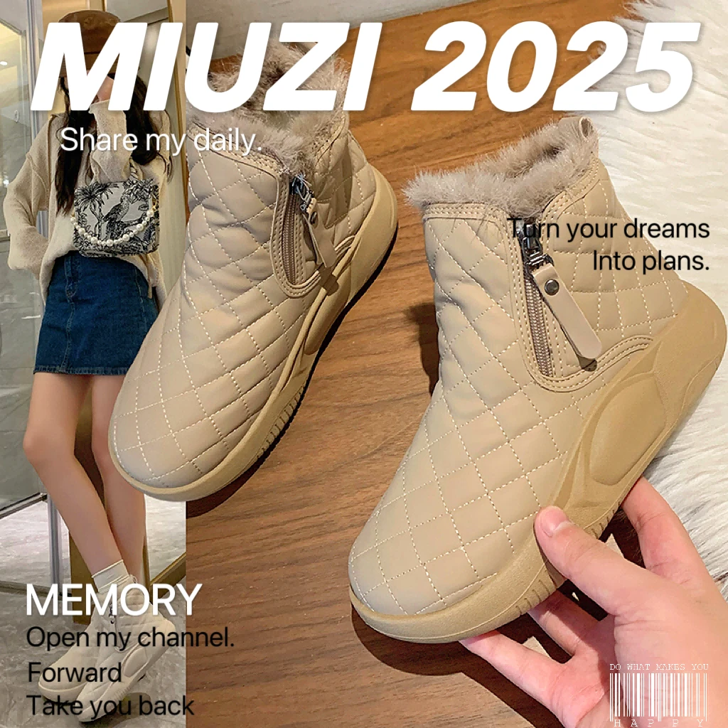 【外贸尾单】日系冬季增高雪地靴女加绒高帮潮保暖休闲棉鞋机车靴