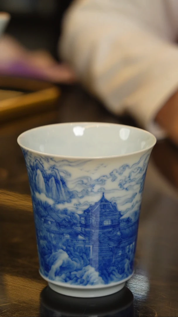 珏窑青花云阁楼台主人杯单品