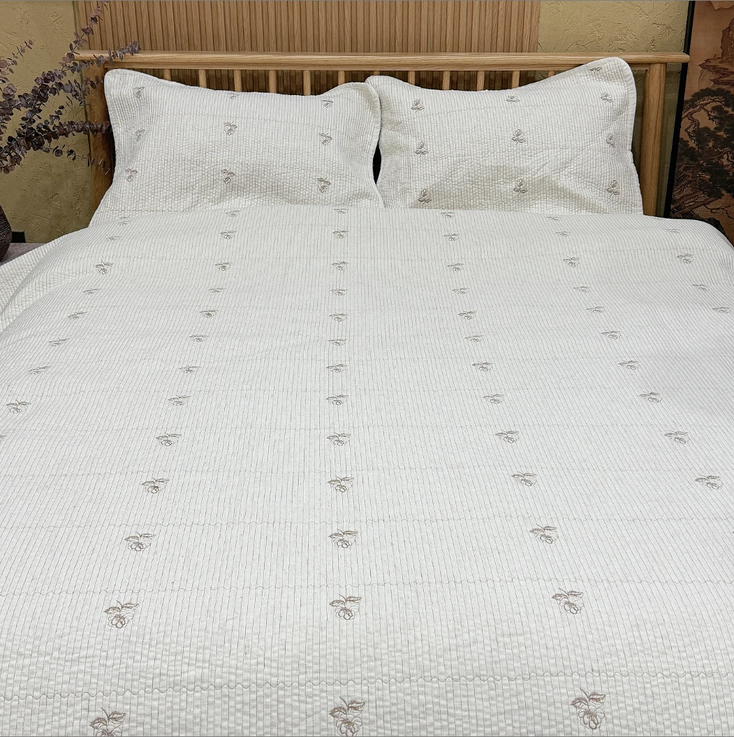 【少爷专属】--竖线玫瑰罗布麻床盖230*250