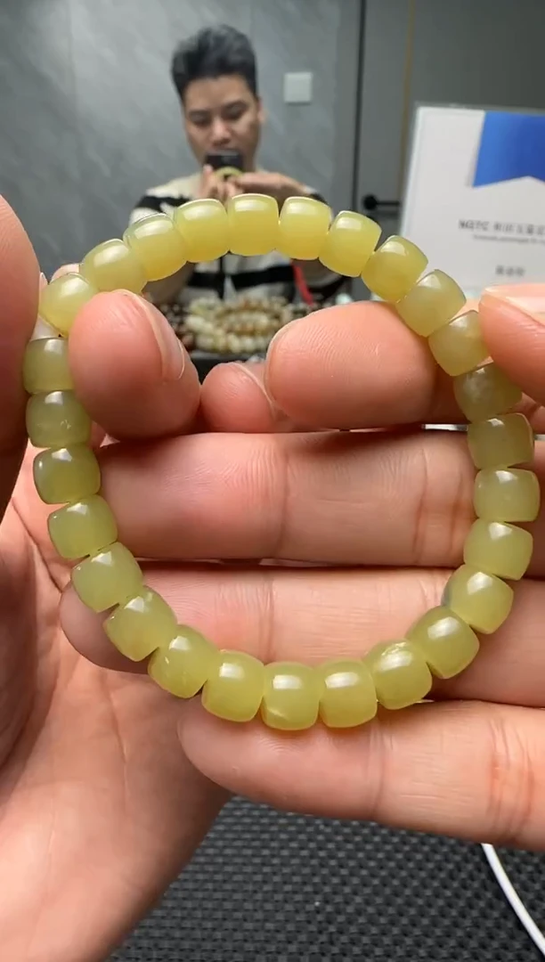 未镶嵌手串和田玉若羌黄口手串卡6x8