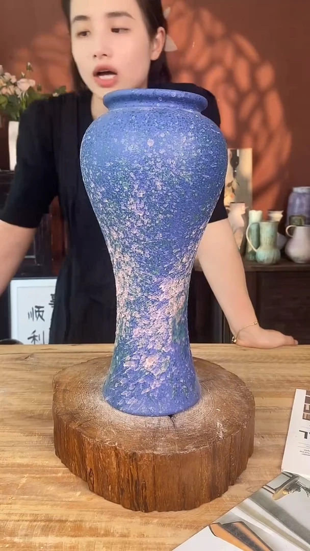 摆件景德镇高温陶瓷花器012（口径10*高度32）