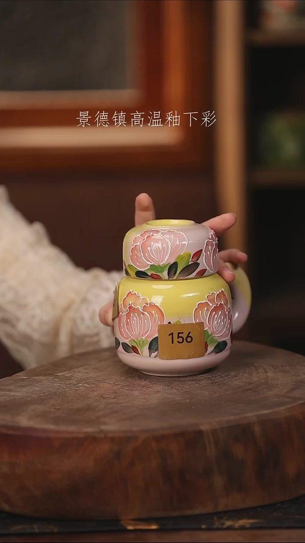 陶瓷景德镇高温釉下手绘陶瓷@L156@