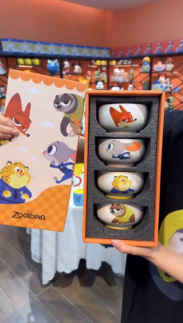 瓷片@@疯狂动物城4.5寸四碗礼盒装