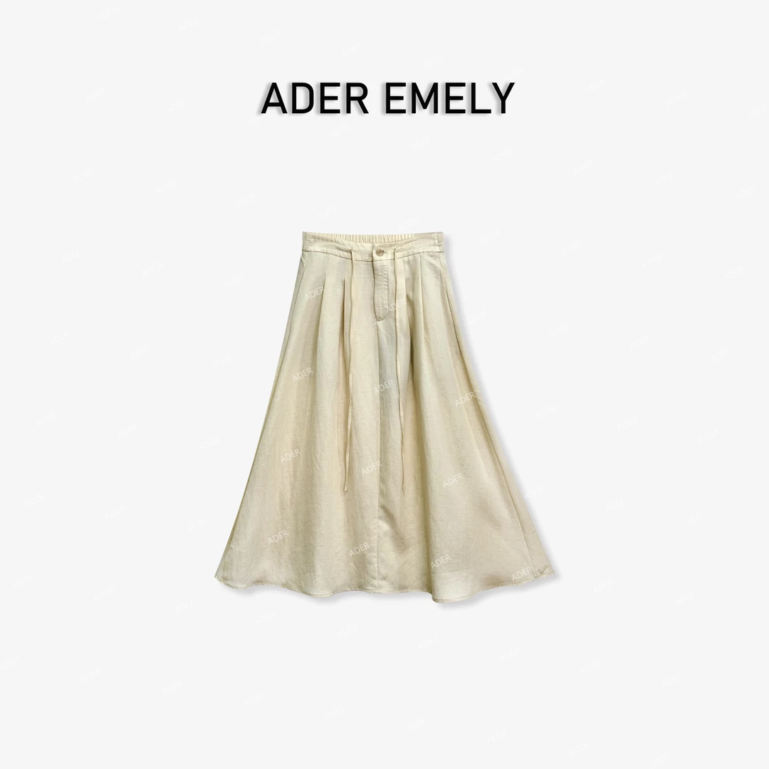 ADER EMELY/高级百搭天丝麻伞裙8108