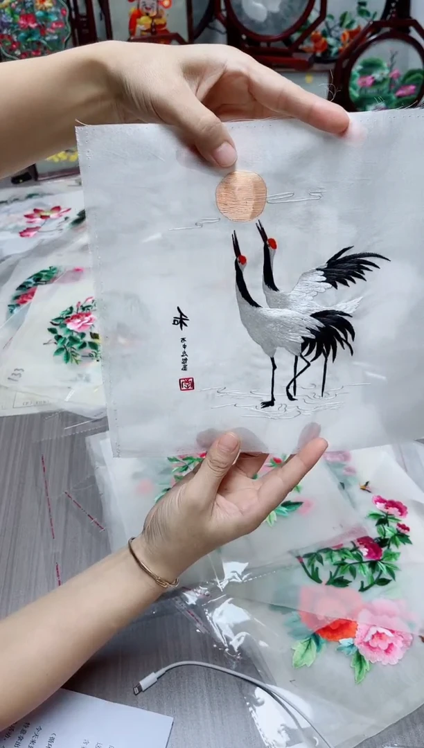 织绣纯手工苏绣双面绣绣布