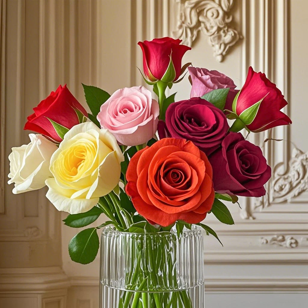 次日达-【单头玫瑰混搭】10枝单头玫瑰鲜花批发直播任意两单升级顺丰包邮三单送随机花瓶一个今天拍明天到