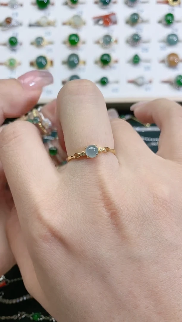 翡翠戒指银S925镶嵌天然翡翠