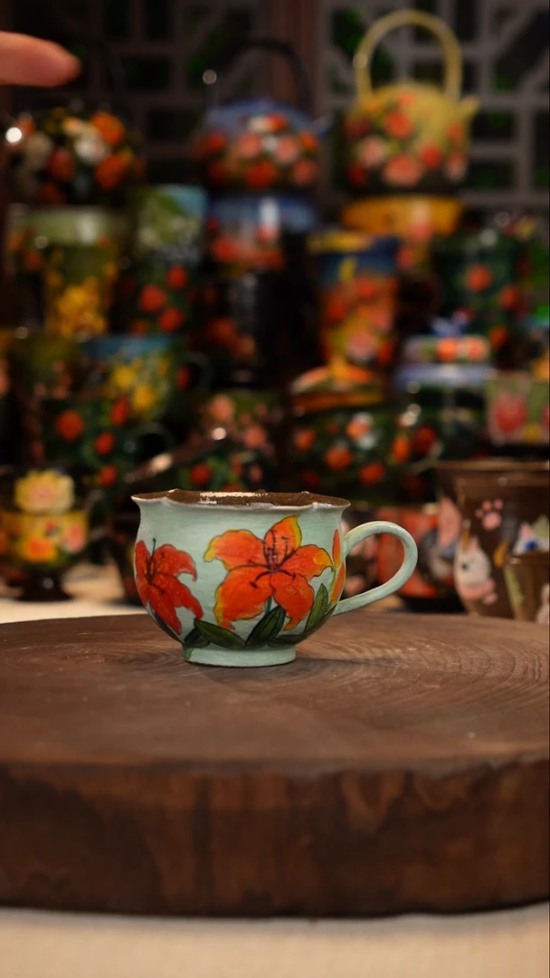 紫砂油画手绘釉下彩