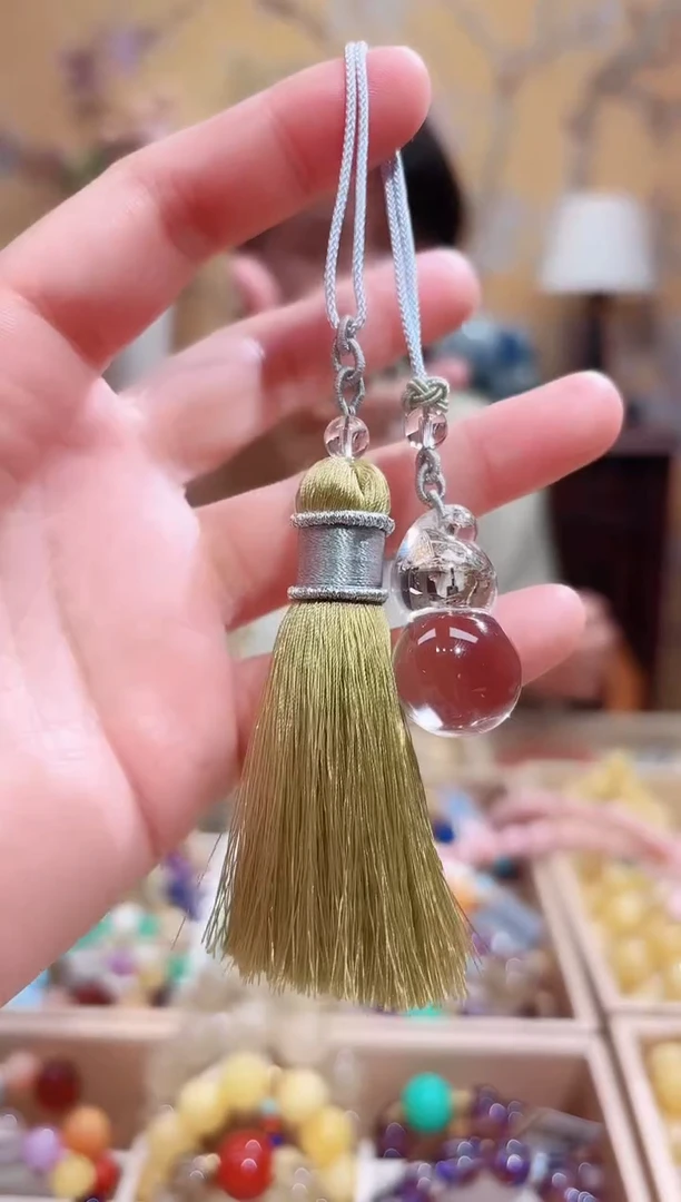 吊坠(赠链)未镶嵌紫晶天然水晶设计款葫芦车挂包包挂多用款