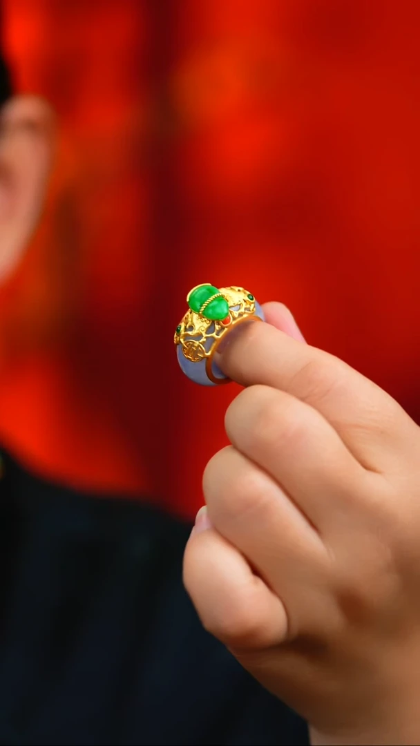 银S925镶嵌戒指翡翠新款