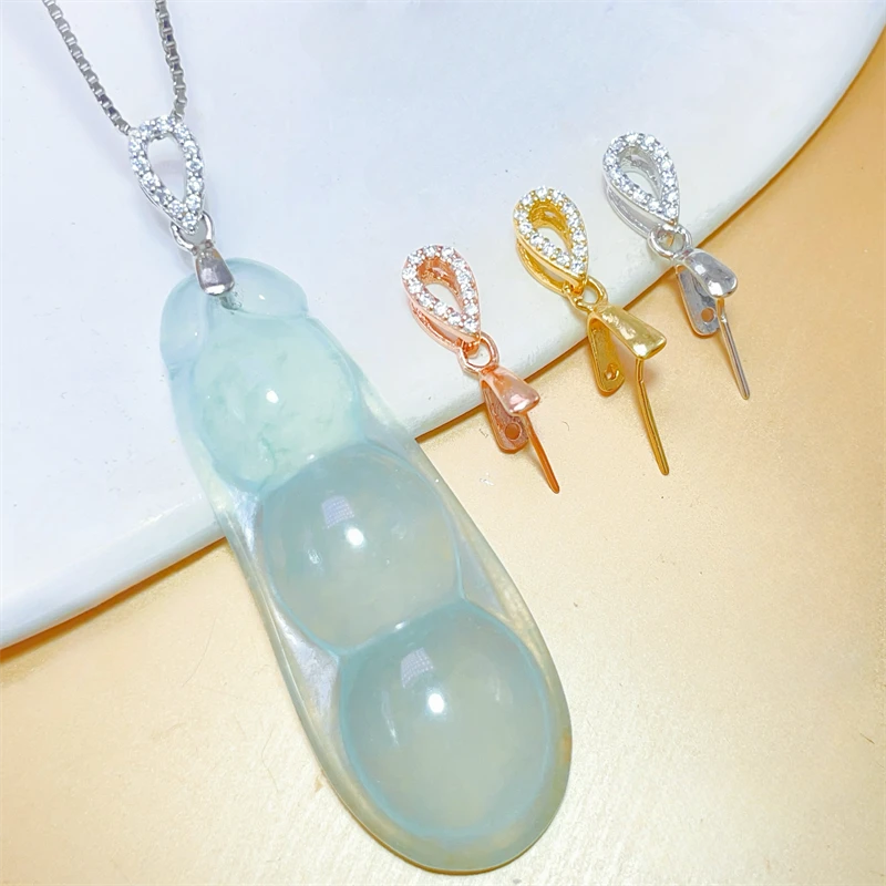 925银银制品 吊坠扣头S925纯银扣玉坠扣夹扣项链扣瓜子扣配件diy
