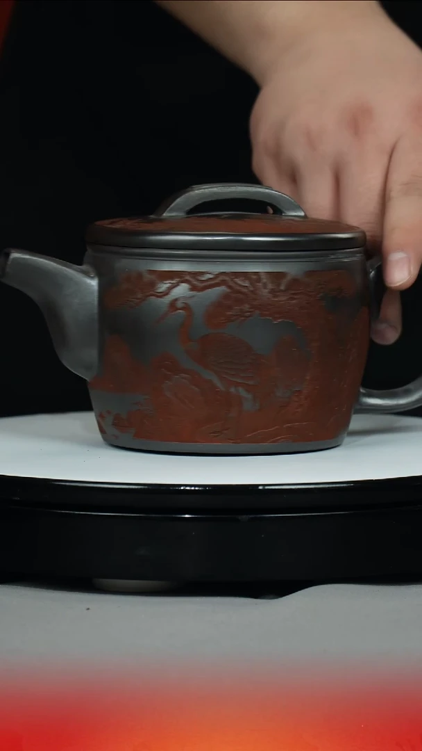 茶壶紫砂老石黄 汉瓦 松鹤延年