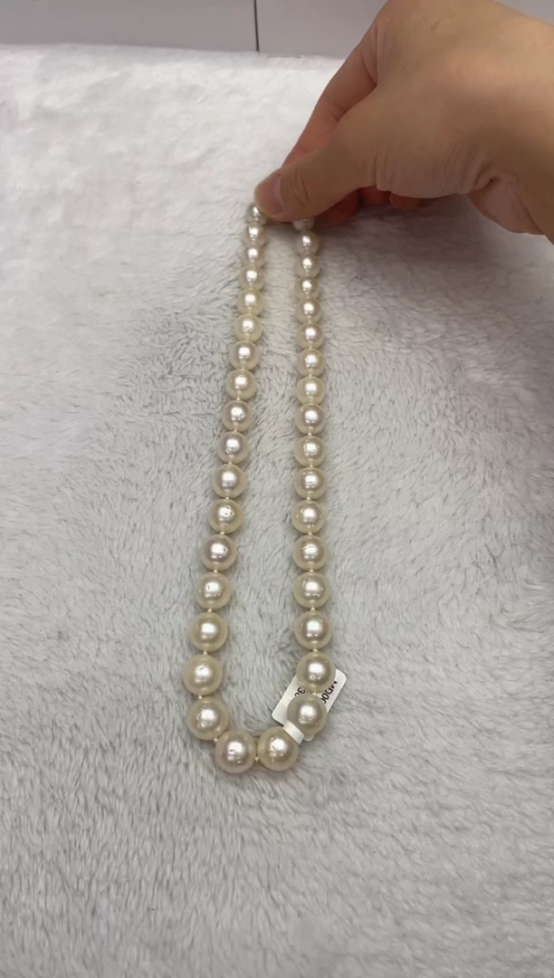 【闪购商品】海水珍珠项链银S925镶嵌澳白9-13mm（多样性发一）