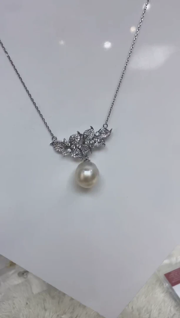 海水珍珠银S925镶嵌颈饰