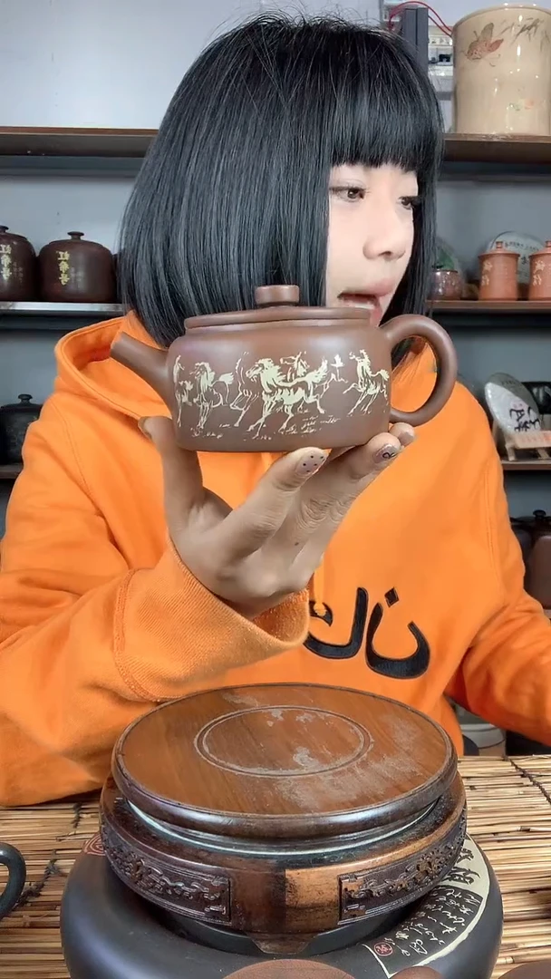 【闪购商品】罐建水紫陶手工彩填壶