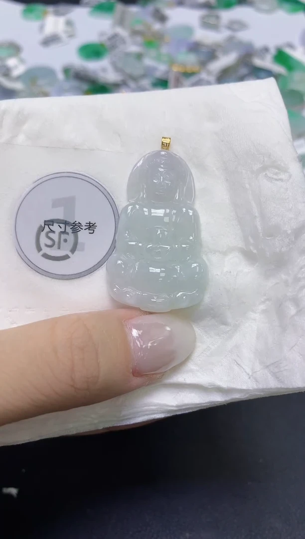 颈饰18K金镶嵌翡翠天然缅甸翡翠A货百元以上9元证书费自理