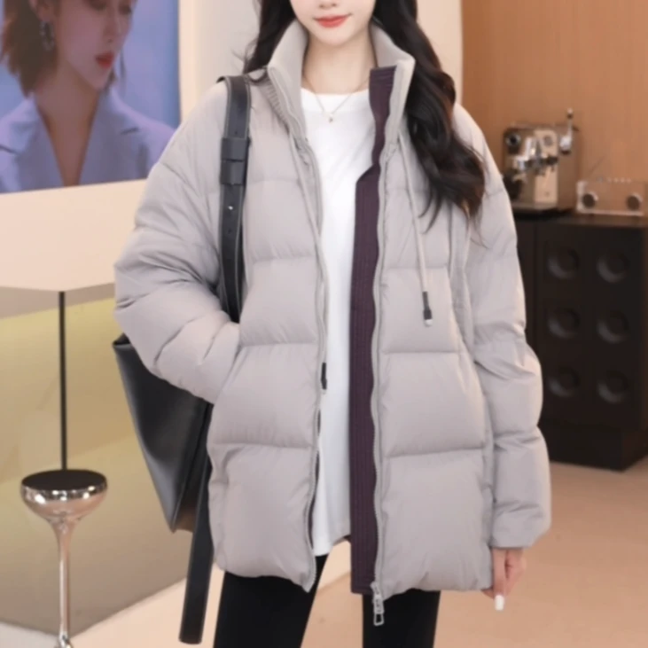 Basic House/百家好YL2024年新款中长款立领保暖户外休闲羽绒服11