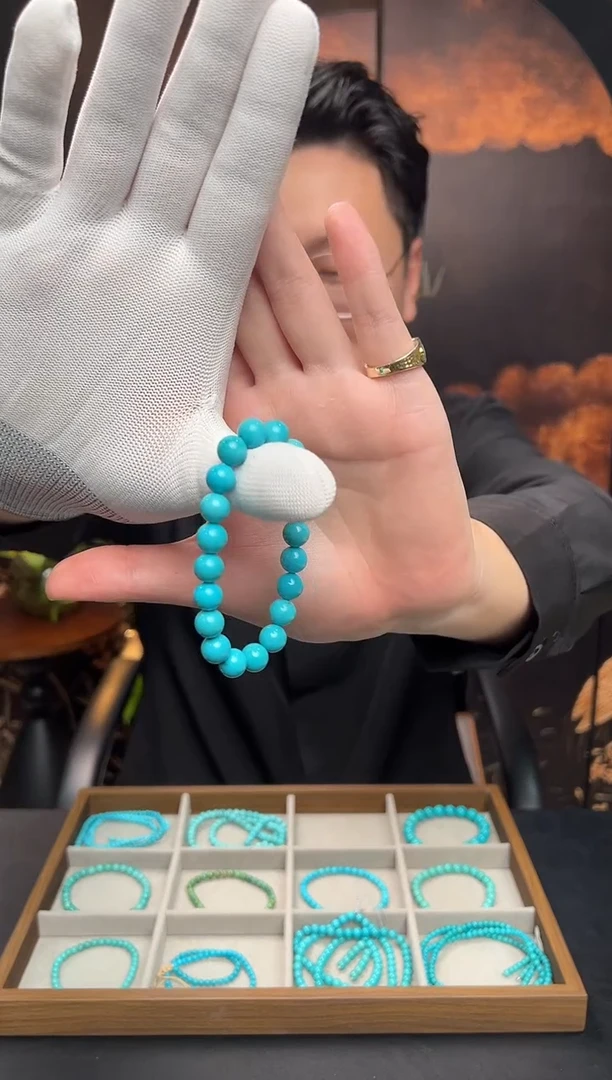 未镶嵌绿松石手串绿松石卡9mm