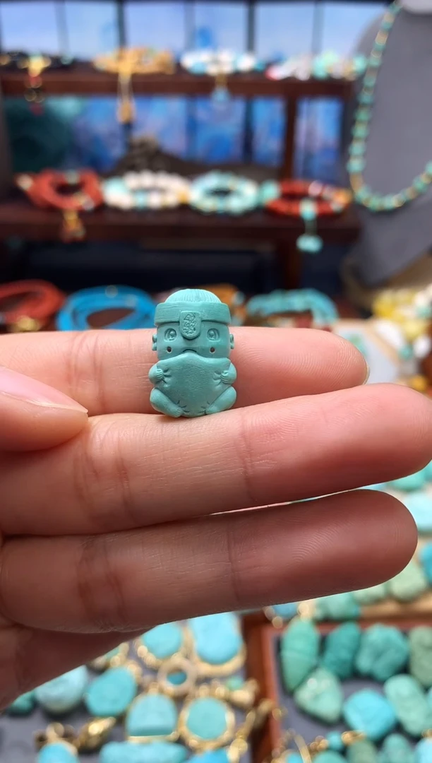 未镶嵌绿松石挂件高瓷精工雕刻件