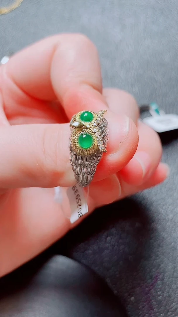 银S925镶嵌戒指翡翠翡翠