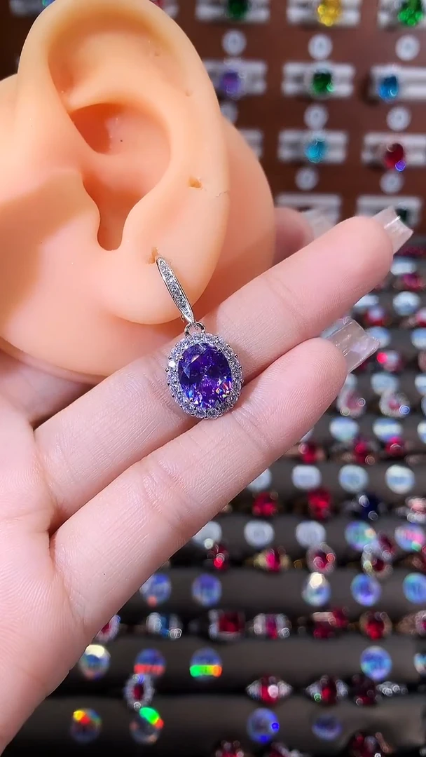 银S925镶嵌耳饰碧玺810