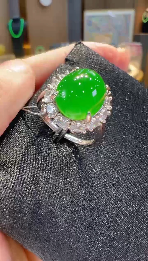 翡翠戒指银S925镶嵌多样性发其一