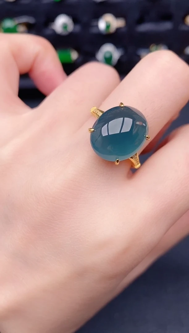 银S925镶嵌戒指翡翠天然a货翡翠44