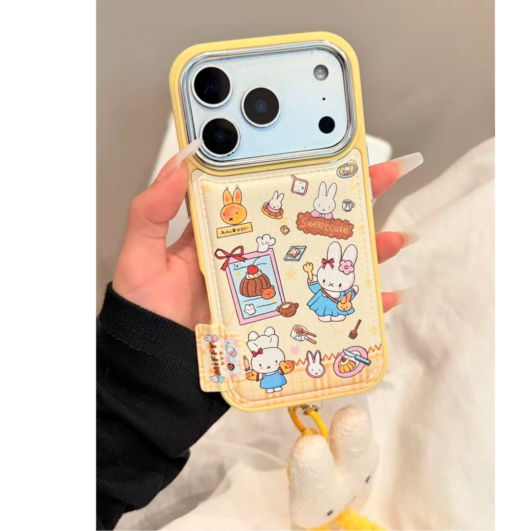 秋冬黄色甜品米菲兔皮质手机壳适用iPhone17promax/16IMD防摔小众