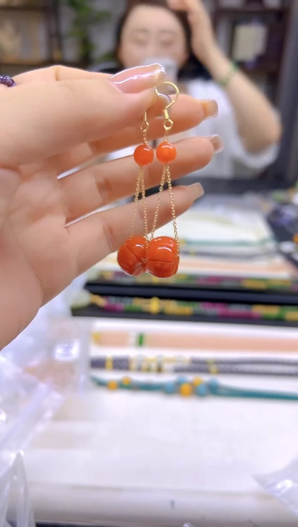翡翠14K金镶嵌耳饰DIY款E845