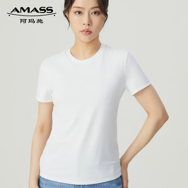 AMASS/阿玛施短袖T恤显瘦跑步休闲COCOVIYA女士修身型短袖95%棉