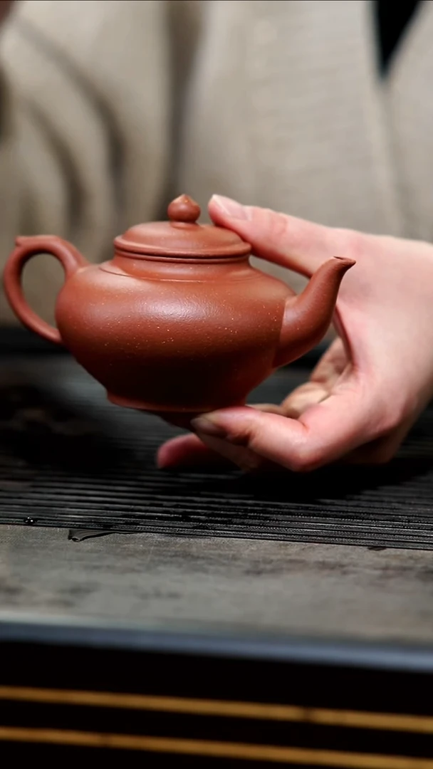 【闪购商品】紫砂茶壶14-半手红降坡笑樱170cc