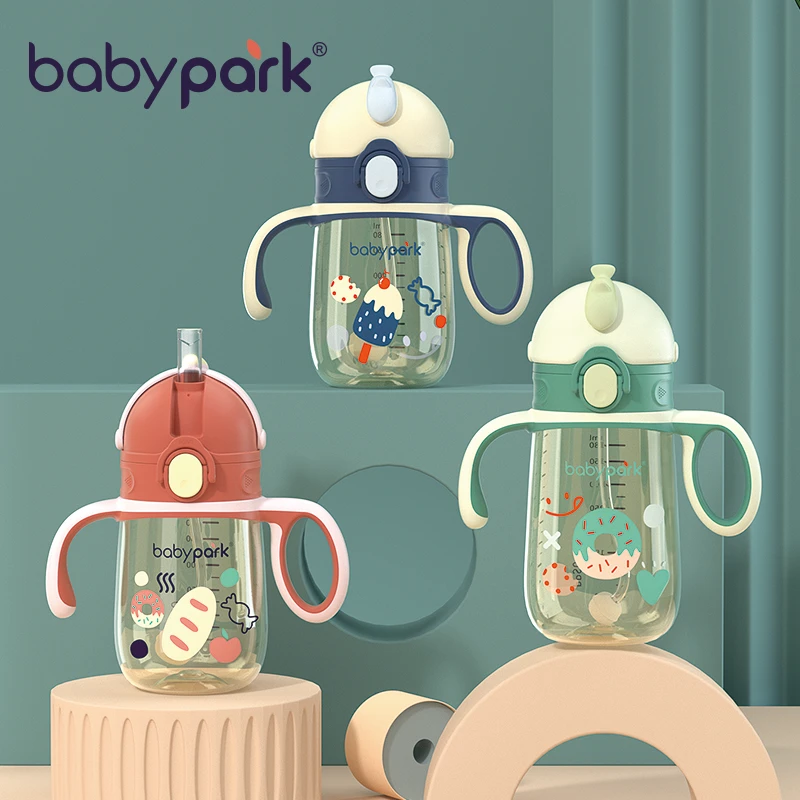 babypark德国进口巴斯夫ppsu材质滑盖吸管直饮杯一杯两用学饮杯