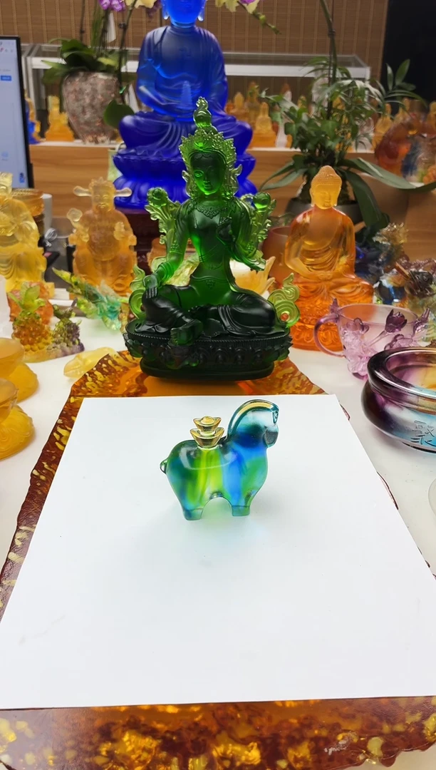 手工艺品琉璃马上有钱彩色7*7公分