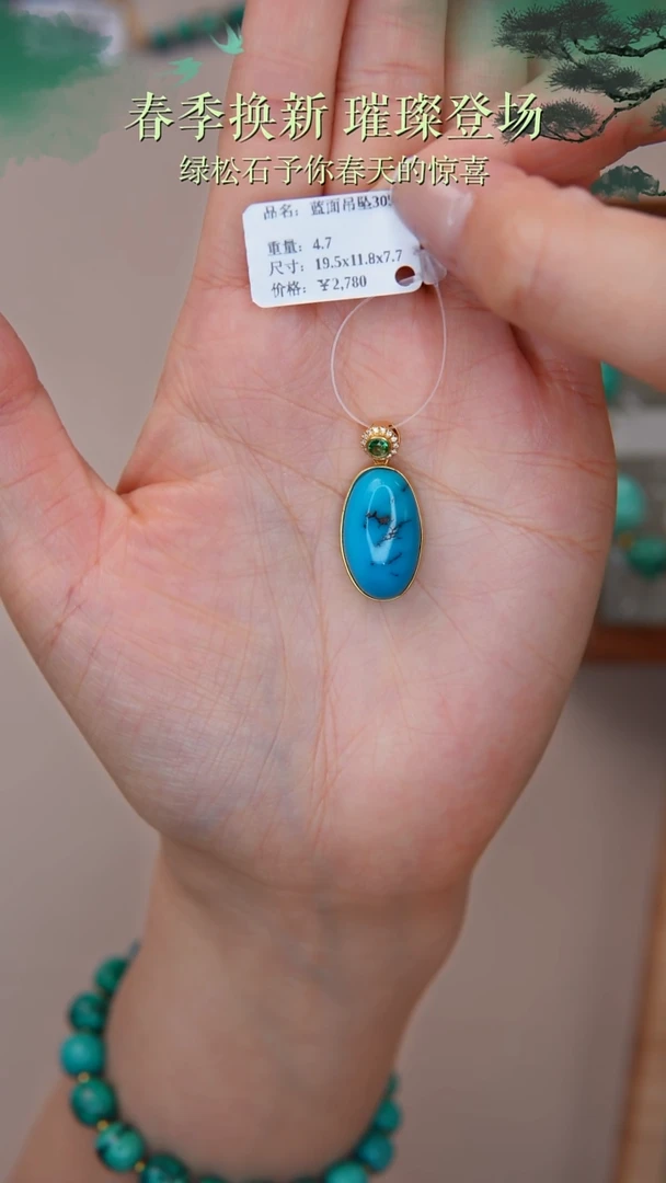 【闪购商品】绿松石吊坠(赠链)18K金镶嵌1