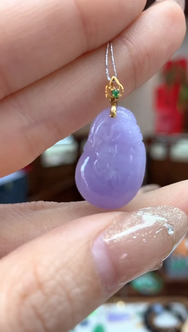 【闪购商品】翡翠吊坠(不含链)18K金镶嵌钱袋