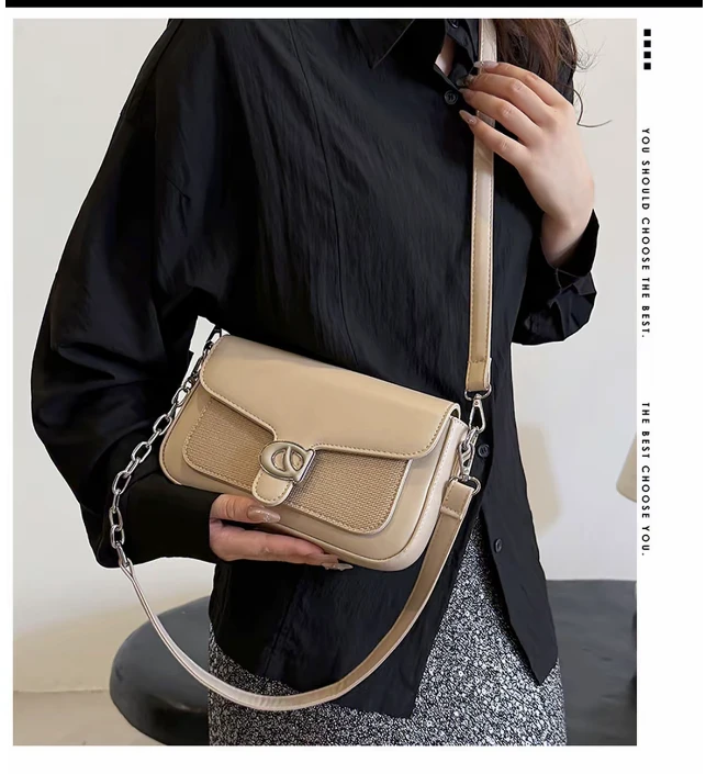 DIANA JANES 磁扣斜挎包小包包ins休闲巧克力色包包小方包单肩