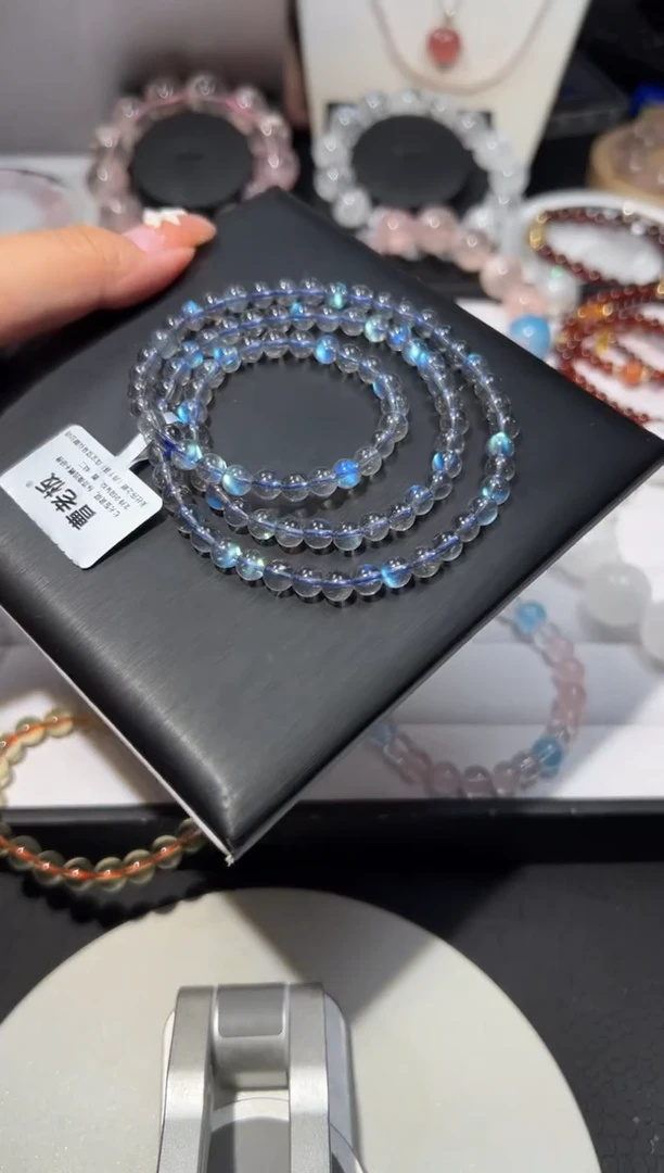 未镶嵌手链长石尕*姐灰月光三圈