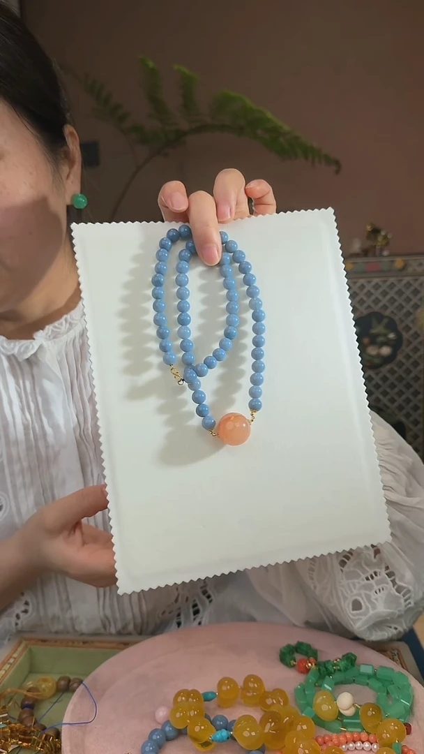 吊坠(赠链)18K金镶嵌水晶茉****妈天然兔毛吊坠赠项链