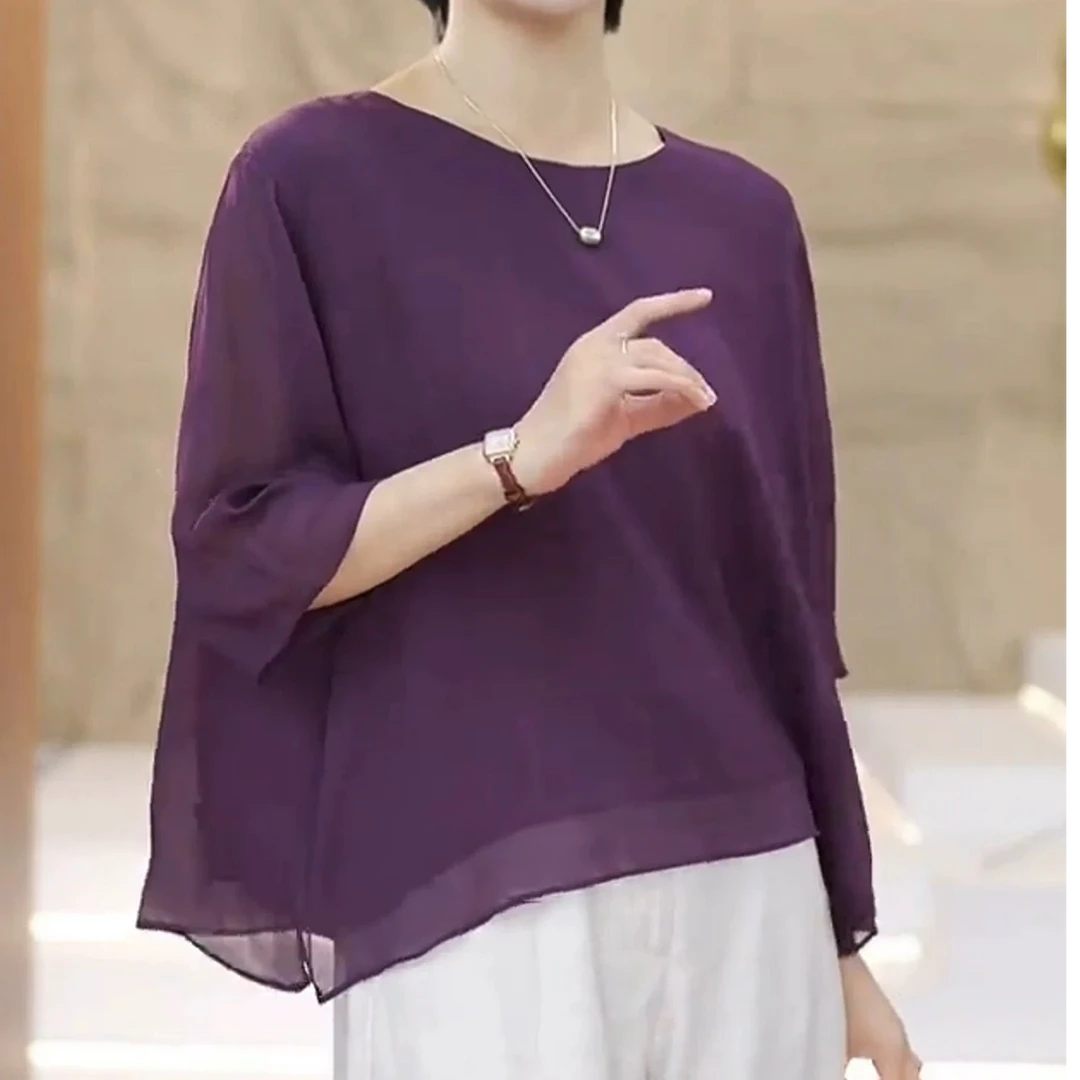 二哥二嫂 时尚百搭中袖小衫上衣