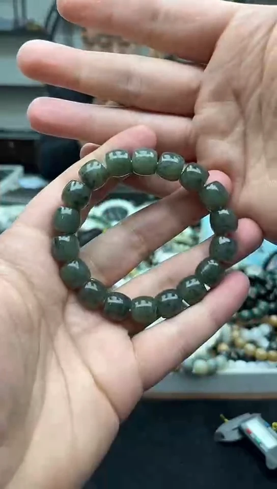 未镶嵌手串和田玉纯天然新疆点墨青花12