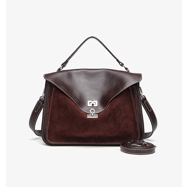 复古植鞣锁扣邮差包241057P咖色