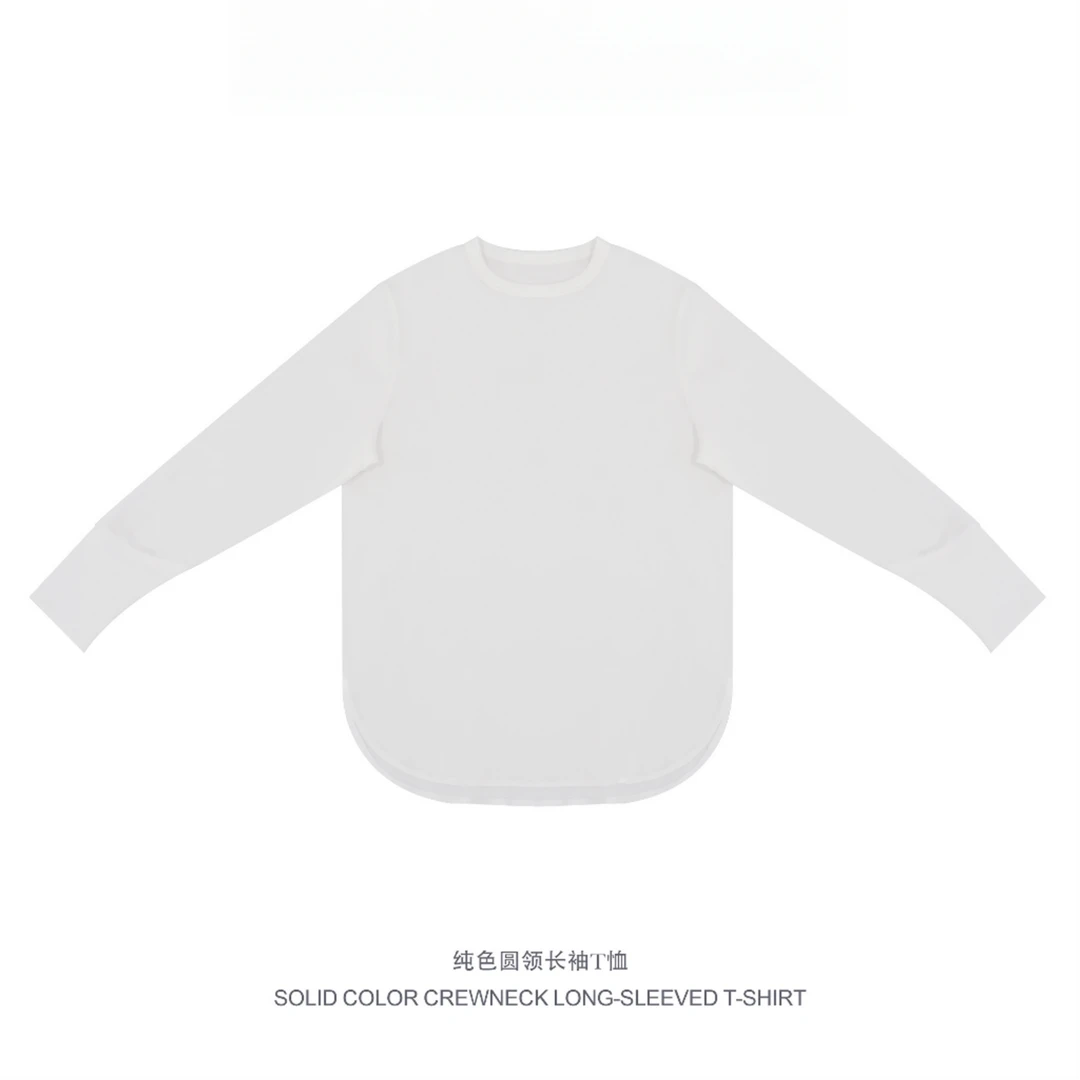 春季新款纯色圆领长袖T恤百搭休闲舒适上衣F25C1085