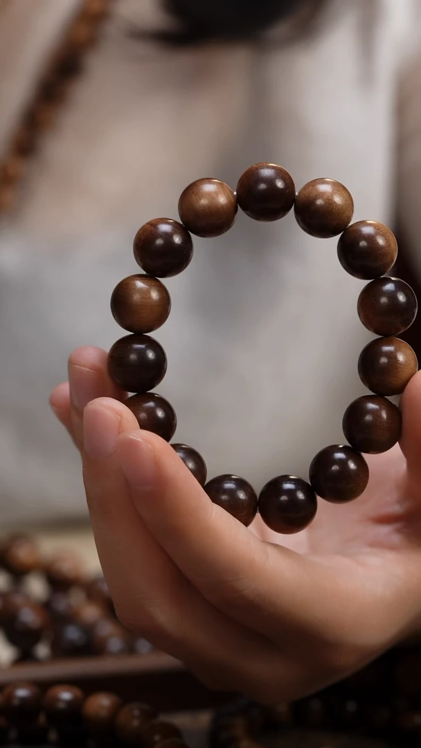 檀香木手串/手链林*帅老山檀香1.4圆珠单圈供奉料沉水