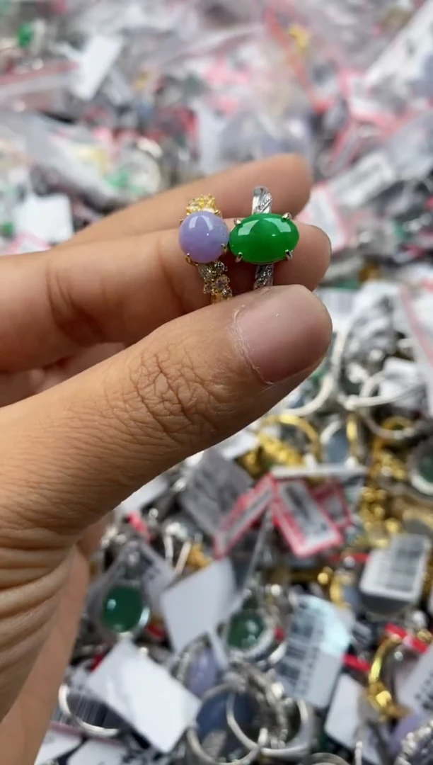 银S925镶嵌戒指翡翠2222      7