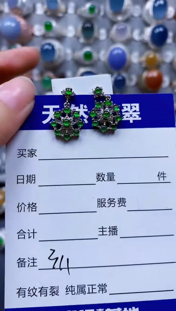 翡翠银S925镶嵌耳饰311