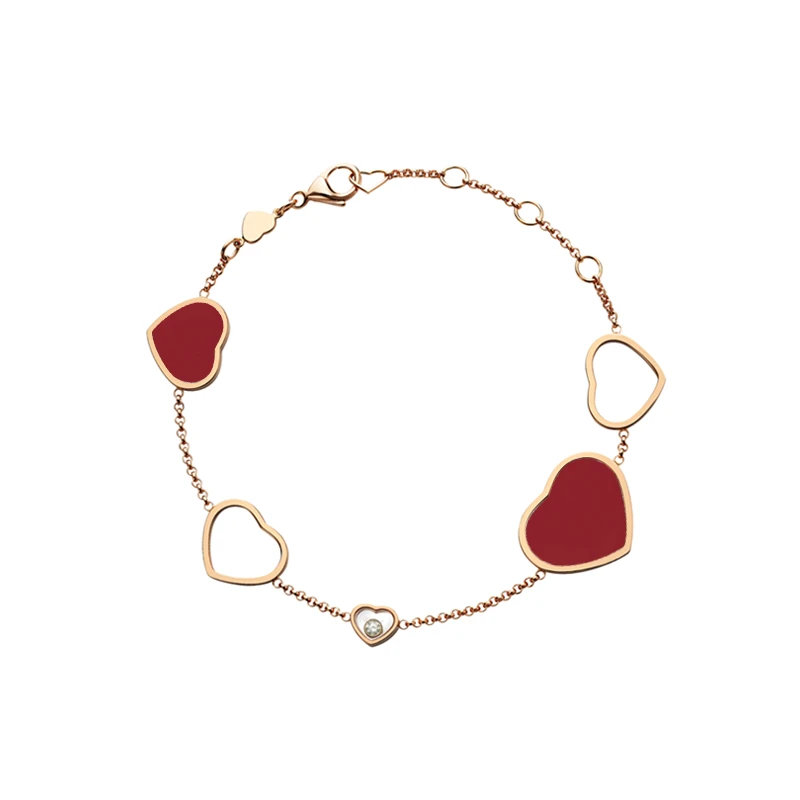 925银手链 镀K金 单颗晃动六心手链  ZF-C302